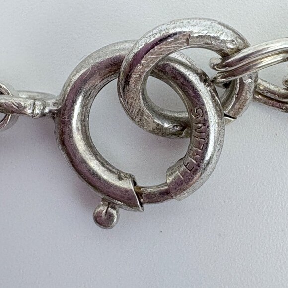 VTG Sterling Silver 925 Celtic Knot & Heart Charm Bracelet Size 8.5" Length - Picture 4 of 14
